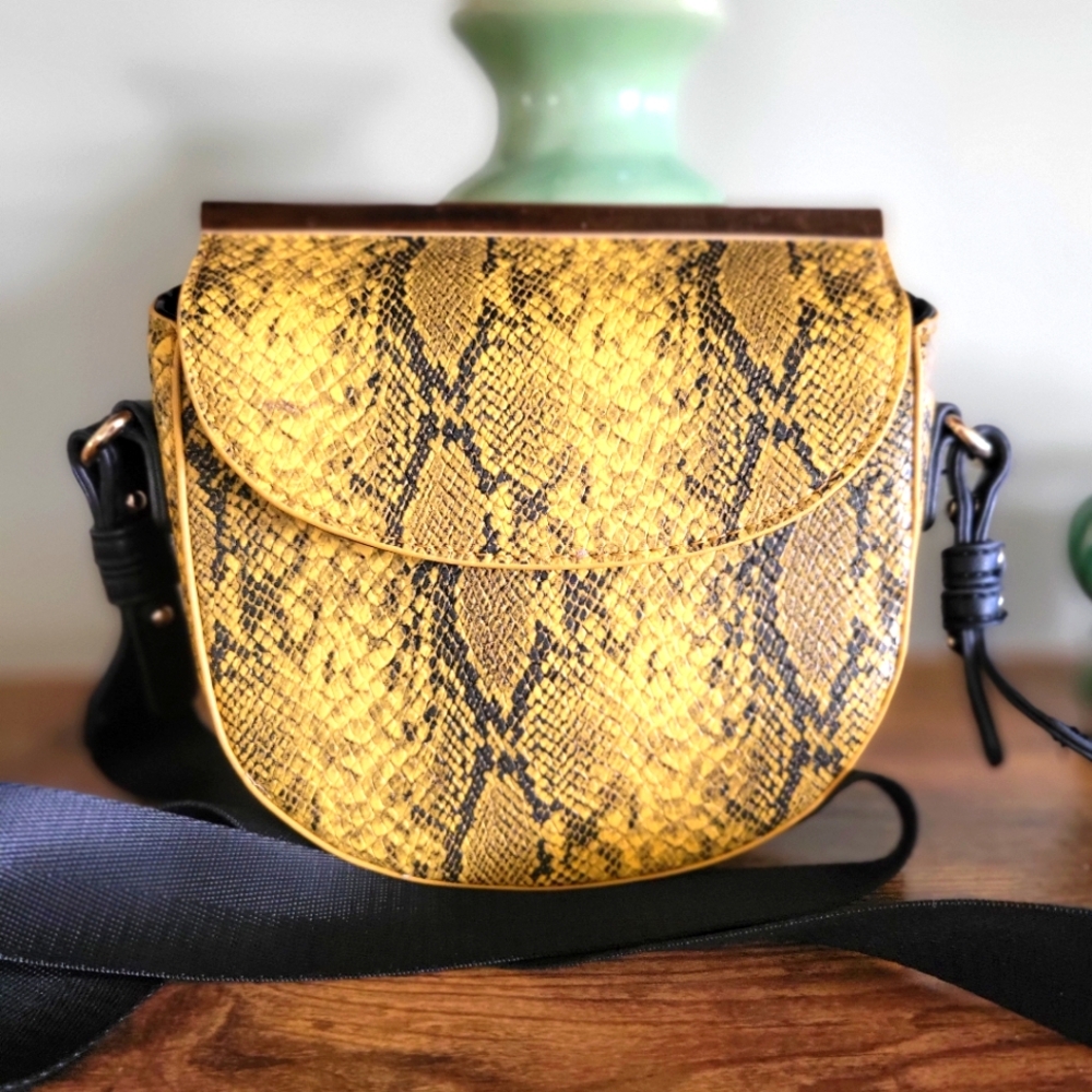 Like Dreams Yellow Snake Print Crossbody Bag